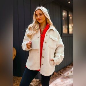 Peach Love Sherpa Teddy Shacket